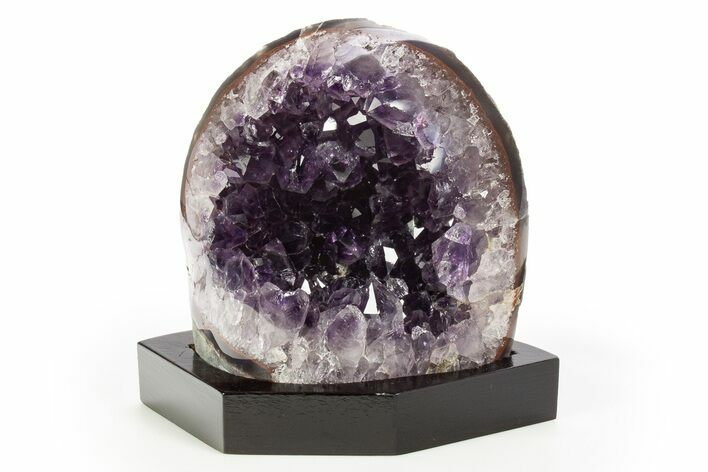 Deep Purple Amethyst Geode With Wood Base - Uruguay #314206